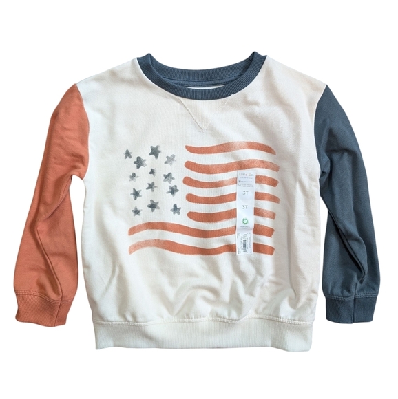 LITTLE CO American flag Organic Sweatshirt NWT - Picture 1 of 3
